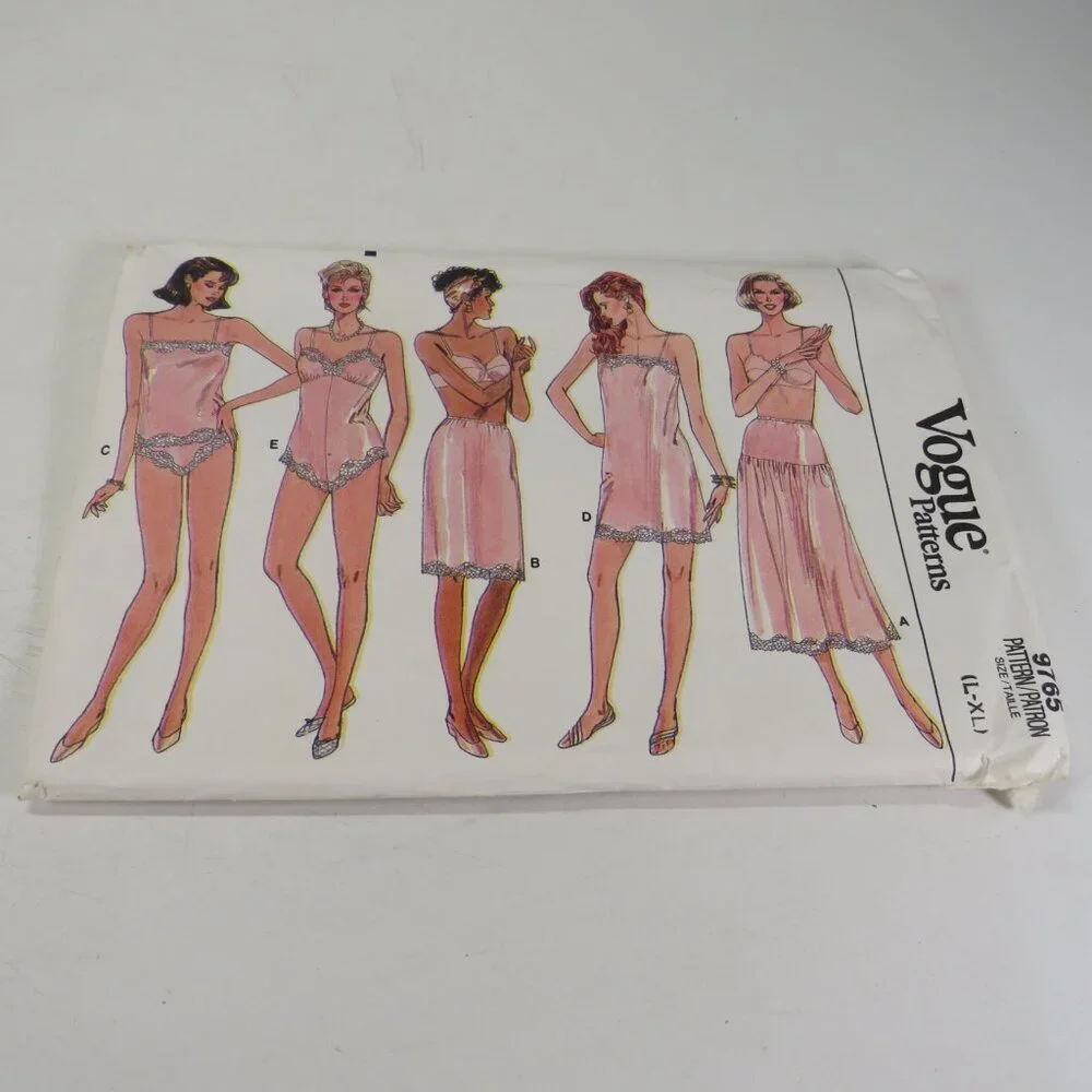 Vogue 9765  Sewing Pattern Undergarments Slip, Teddy, Camisole, Slip, Panties
